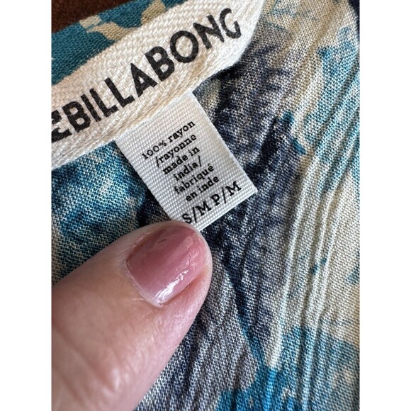 Billabong Floral Kimono Cardigan Cover Up Turquoise Bohemian Flowy - Picture 11 of 13